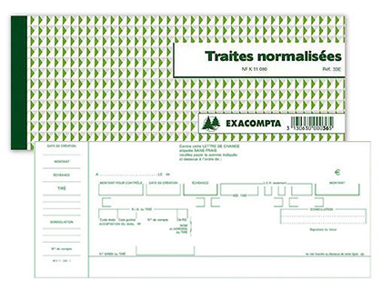 CARNET  SOUCHE EXACOMPTA TRAITES NORMALISES 21X10,5CM 50 FEUILLETS 95G PAPIER CHQUE AMAGNTIQUE