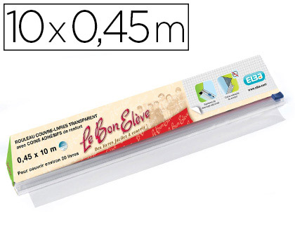 COUVRE-LIVRES ELBA LE BON LVE PVC 8/100E ROULEAU 10X0.45M SANS PHTALATES ANGLES ADHSIFS PROTECTION DVIDOIR