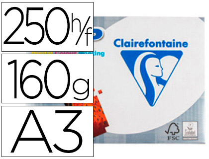 PAPIER CLAIREFONTAINE MULTIFONCTION LASER COULEUR DCP A3 160G/M2 BLANC SATIN PARFAITE OPACIT 250 FEUILLES