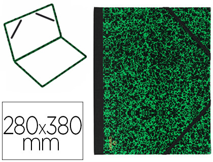 CARTON  DESSIN CANSON PAPIER MARBR VERT 90G DOS KOVERIL NOIR FERMETURE LASTIQUE 280X380MM