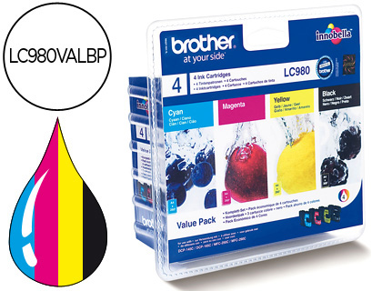 CARTOUCHE BROTHER JET D'ENCRE LC980VALBP PACK 4 ENCRES