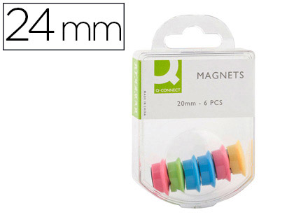 AIMANT Q-CONNECT DIAMTRE 20MM AFFICHAGE SIGNALISATION TOUTES SURFACES MTALLIQUES COLORIS ASSORTIS BOTE 6 UNITS