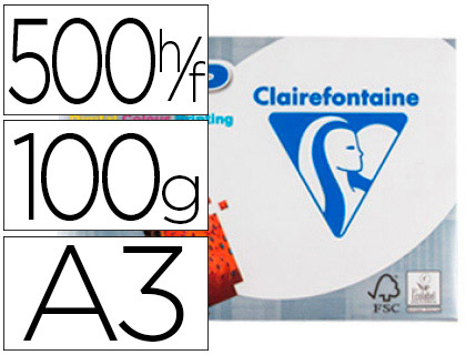 PAPIER CLAIREFONTAINE MULTIFONCTION LASER COULEUR DCP A3 100G/M2 BLANC SATIN PARFAITE OPACIT 500 FEUILLES