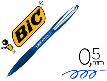 STYLO-BILLE BIC ATLANTIS PREMIUM SOFT CRITURE MOYENNE 0.5MM RTRACTABLE ENCRE EXTRA DOUCE COLORIS BLEU