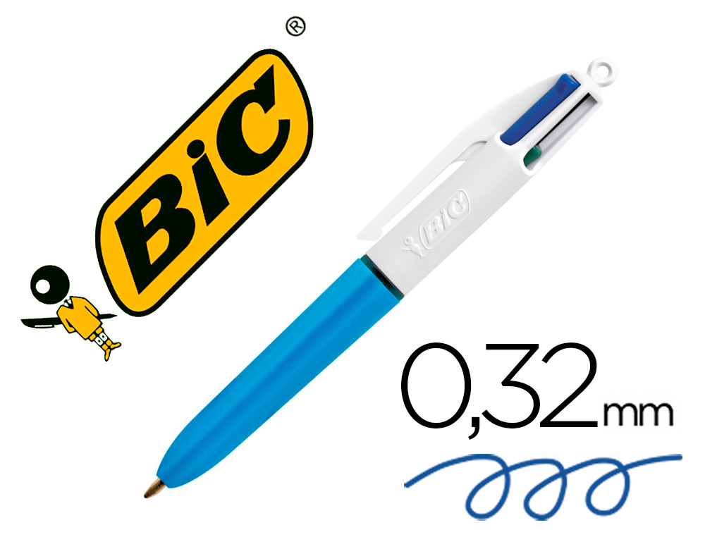STYLO-BILLE BIC 4 COULEURS GRIP PRO MINI POINTE MOYENNE ENCRE CLASSIQUE RTRACTABLE RECHARGEABLE 4 COULEURS STANDARD