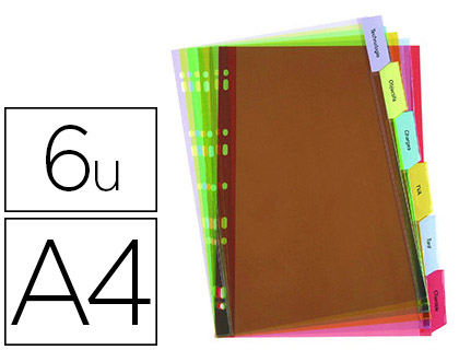 INTERCALAIRE ELBA NEUTRE PVC 6 ONGLETS A4 COULEUR