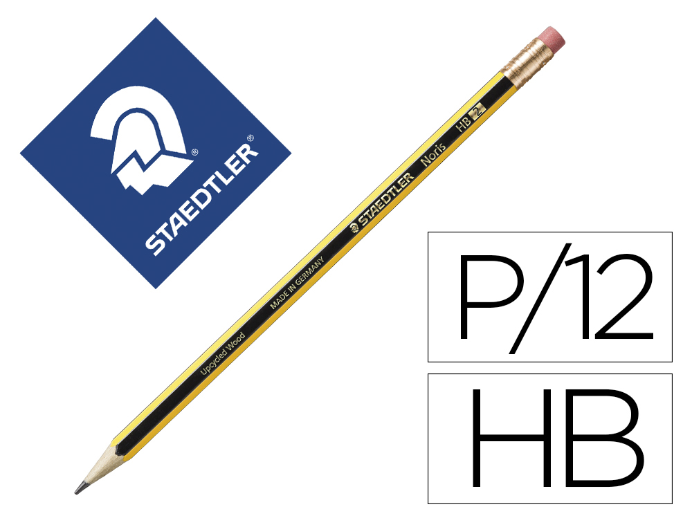 CRAYON GRAPHITE STAEDTLER NORIS 120 HB HEXAGONAL MINE 2MM TRS RSISTANTE EMBOUT GOMME
