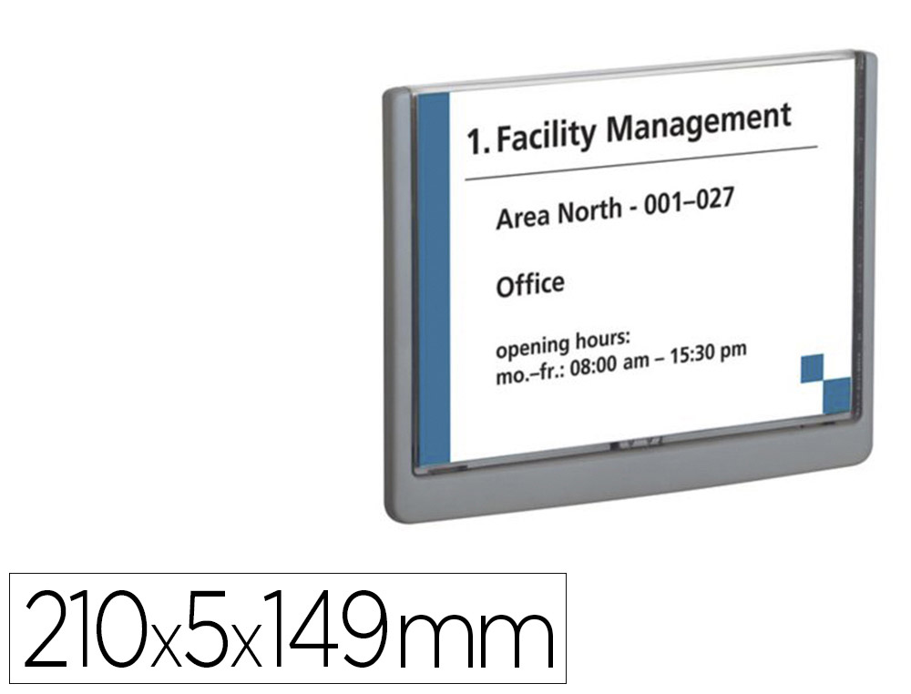 PLAQUE MURALE DURABLE CLICK SIGN A5 INTERIEUR ABS ANGLES ARRONDIS OUVERTURE FACILE 1 BRISTOL VIERGE INCLUS 210,5X14,9MM