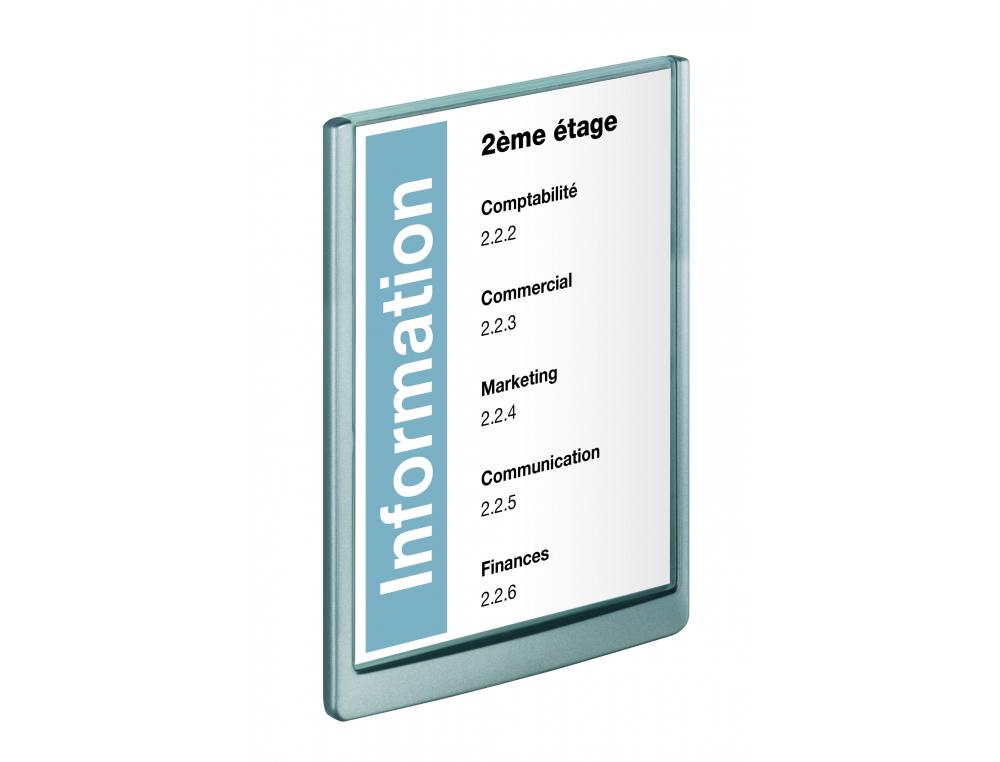 PLAQUE MURALE DURABLE CLICK SIGN A4 PORTRAIT CADRE PROFIL PLASTIQUE HAUTE QUALIT 21X29,7CM COLORIS GRIS GRAPHITE