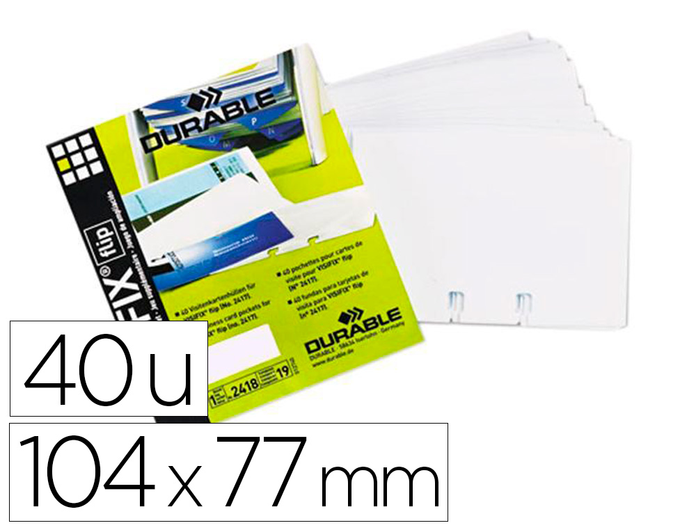 POCHETTE DURABLE TRANSPARENTE AMOVIBLE CAPACIT 80 CARTES DE VISITE 104X54MM RECTO VERSO PAQUET 40 UNITS