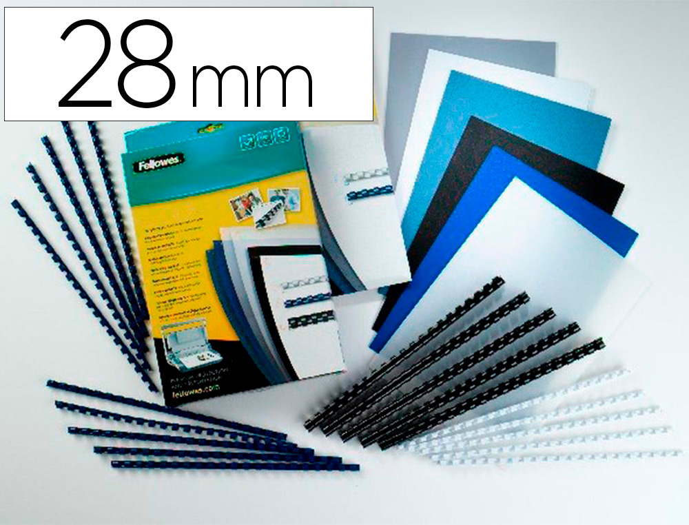 ANNEAU PLASTIQUE FELLOWES RELIER FORMAT A4 21 ANNEAUX DIAMTRE 28MM 28X28X300MM COLORIS BLANC BOTE 50U