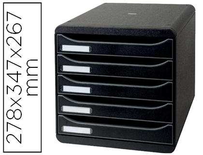 MODULE CLASSEMENT EXACOMPTA BIG BOX 5 TIROIRS A4+ MONOBLOC SUPERPOSABLE BUTE SCURIT 347X278X271MM COLORIS NOIR