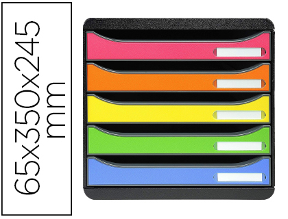 MODULE CLASSEMENT EXACOMPTA BIG BOX 5 TIROIRS A4+ MONOBLOC SUPERPOSABLE BUTE SCURIT 347X278X271MM COLORIS ARLEQUIN
