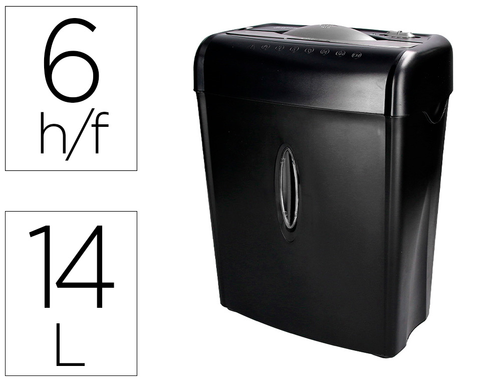 DESTRUCTEUR Q-CONNECT Q6CC2 OCCASIONNEL STANDARD VITESSE 3MIN COUPE CROISE 5MM A4 CONFIDENTIEL 14L 307X186X399MM 3.72KG