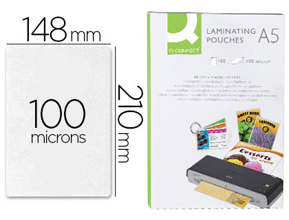 POCHETTE PLASTIFICATION Q-CONNECT  CHAUD CONOMIQUE FORMAT A5 100 MICRONS BOTE 100 UNITS