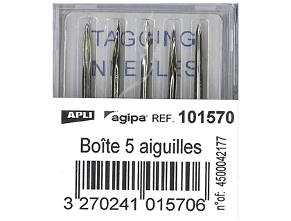 AIGUILLE APLI AGIPA POUR PISTOLET TEXTILE STANDARD BOTE 5 AIGUILLES