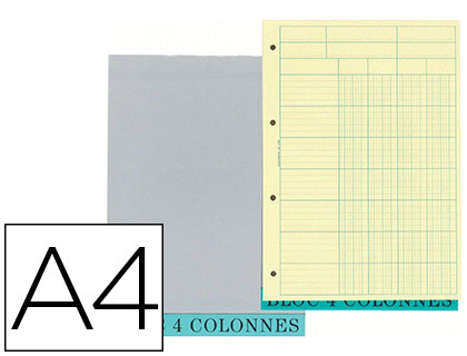 BLOC EXACOMPTA CONTRLE COMPTABLE A4 210X297MM 70 FEUILLES 4 COLONNES/LIBELL COLORIS CANARI