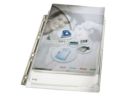 POCHETTE LEITZ PVC 17/100E PERFORE BORDS MTALLIQUES DOCUMENTS A4 310X236MM SOUFFLET CAPACIT 220F SACHET 3 UNITS