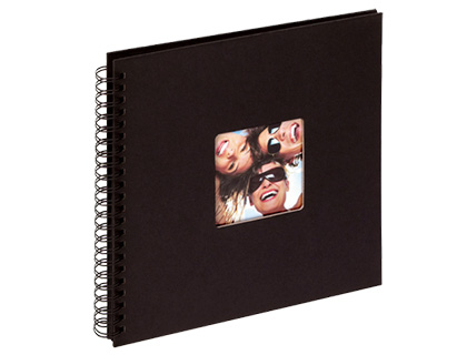 ALBUM PHOTOS WALTHER SPIRALE FUN VINYLE 300X300MM 50F 200 PHOTOS 10X15CM SPIRALE MTAL NOIR FEUILLETS NOIRS COLORIS NOIR