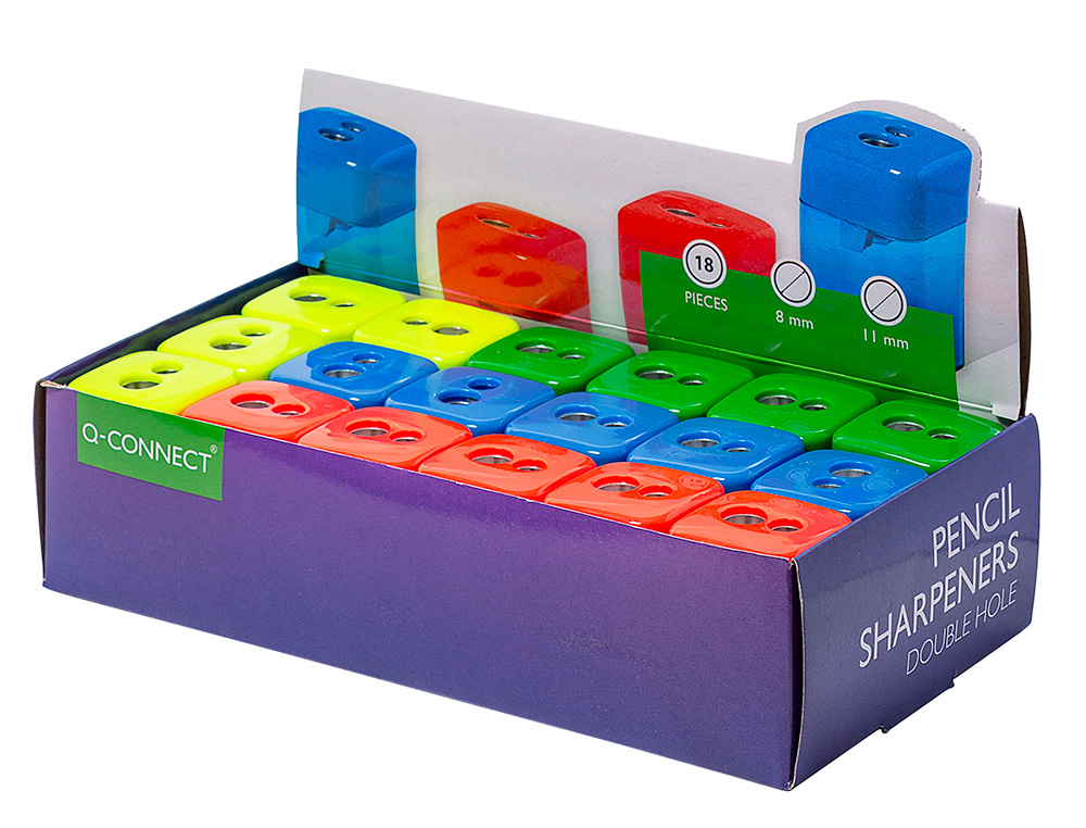 TAILLE-CRAYON Q-CONNECT CONOMIQUE RSERVOIR PLASTIQUE TRANSPARENT 2 USAGES