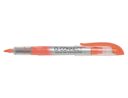 SURLIGNEUR Q-CONNECT CRITURE 1/3MM CORPS TRANSPARENT ENCRE LIQUIDE COULEUR ORANGE