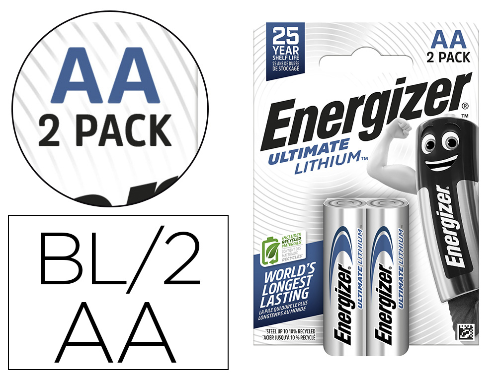 PILE ENERGIZER LITHIUM I.C.E. LR06 TAILLE AA BLISTER 2 UNITS