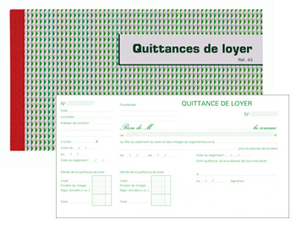 CARNET  SOUCHE EXACOMPTA QUITTANCES LOYER 18,5X13,5CM 50 FEUILLETS 95G PAPIER CHQUE AMAGNTIQUE