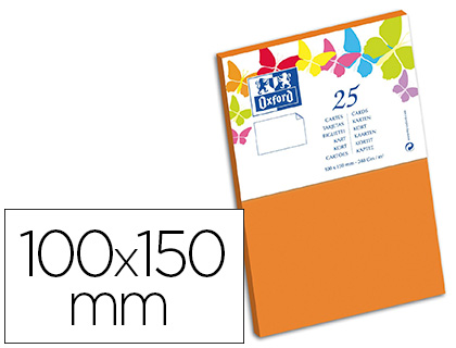 CARTE OXFORD VLIN 100X150MM 240G COLORIS ORANGE TUI 25 UNITS