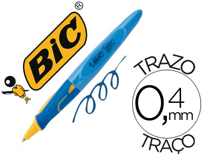 STYLO-BILLE BIC D'APPRENTISSAGE TWIST BEGINNERS RTRACTABLE PAR ROTATION CORPS COLORIS BLEU ENCRE BLEUE