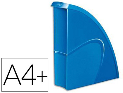PORTE-REVUES CEP HAPPY POLYSTYRNE ANTICHOC FORMAT 240X320MM FRONT BAS 270X85X310MM COLORIS BLEU