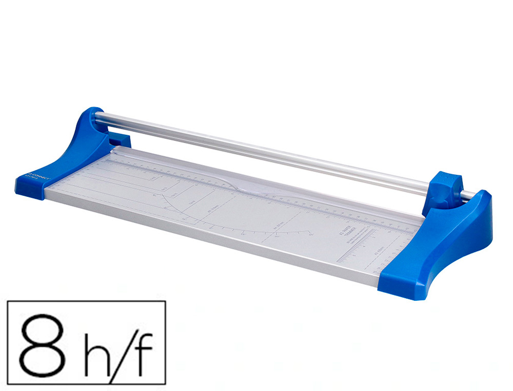 ROGNEUSE Q-CONNECT A3 10F BASE ACIER LAME ROTATIVE AIG  UISE AUTOMATIQUE TABLE IMPRIME GUIDE ANGLE 440X157MM