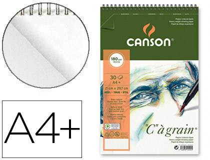 BLOC SPIRALE CANSON C  GRAIN CROQUIS DOS TRS RIGIDE 180G A4+ 30F