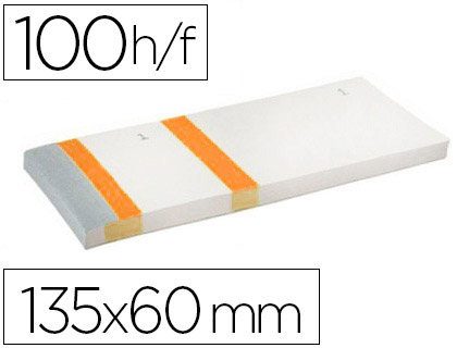 BLOC VENDEUR LIDERPAPEL 2 COUPONS DTACHABLES 100 FEUILLES 60X135MM PAPIER BLANC BANDE COULEUR COLORIS ORANGE