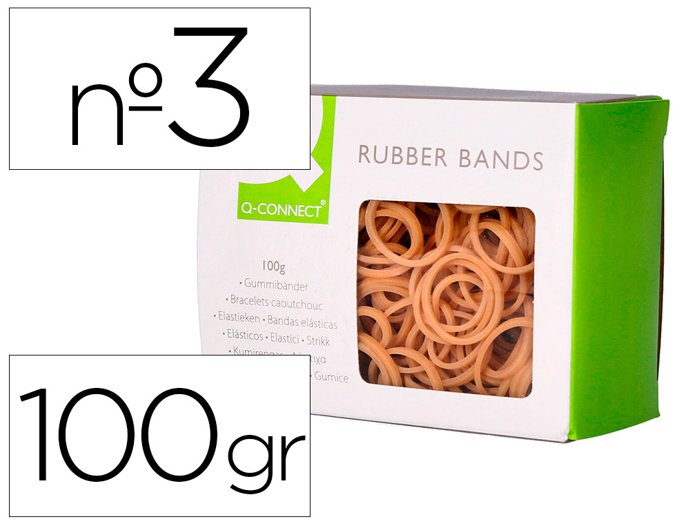 BRACELET CAOUTCHOUC Q-CONNECT N.3 30X2MM BOTE FENTRE 100G