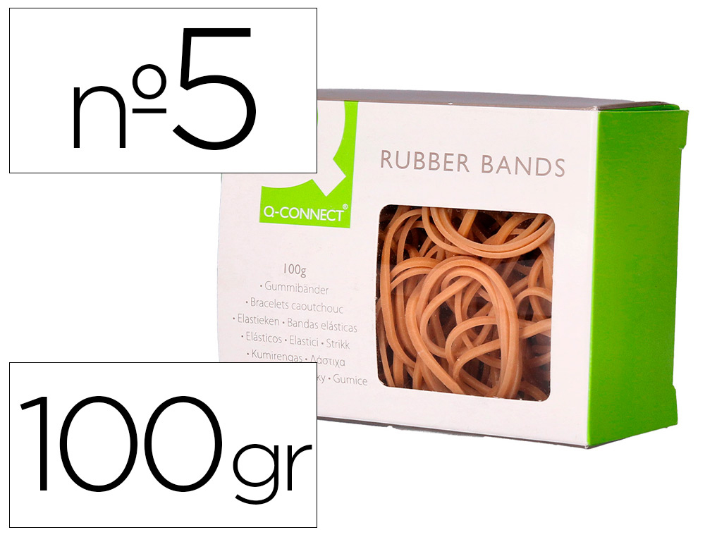 BRACELET CAOUTCHOUC Q-CONNECT N.5 50X2MM BOTE FENTRE 100G