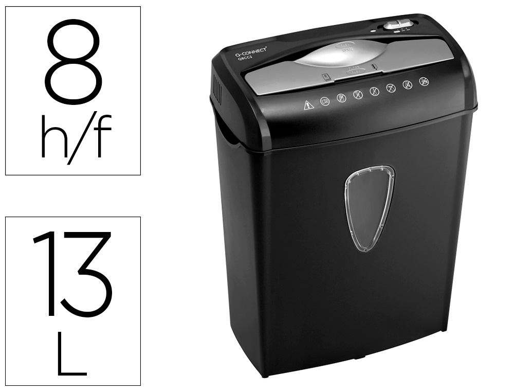 DESTRUCTEUR Q-CONNECT Q8CCC AUTOMATIQUE COUPE CROISE 5.6X47MM A4 DTRUIT AGRAFES TROMBONES CB 13L 306X171X425MM 4.17KG