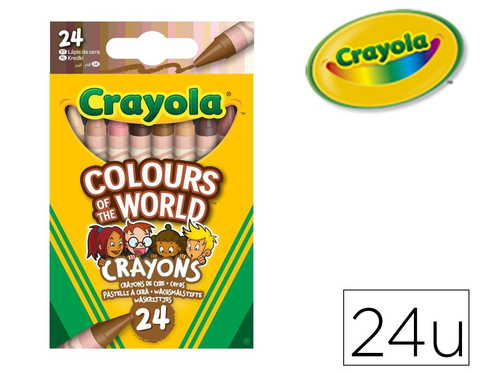 CRAYON CIRE CRAYOLA COLOURS OF THE WORLD POUR REPRESENTER LES PEUPLES DU MONDE ETUI 24  UNITES