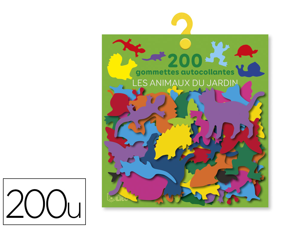 GOMMETTE AUTOCOLLANTE EDITIONS LITO MATERNELLE LES  ANIMAUX DU JARDIN 10 COULEURS DIFFERENTES SACHET 200 UNITES