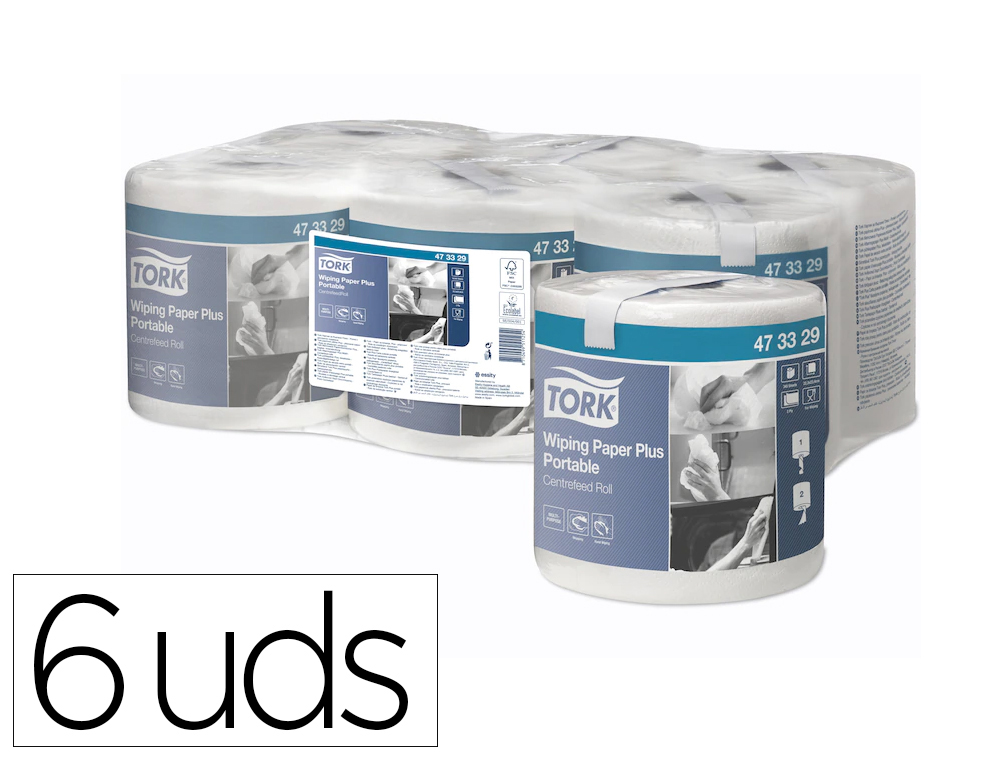 BOBINE MULTI-USAGES TORK DEVIDAGE CENTRAL OUATE 29X23CM 340FEMBALLAGE INDIVIDUEL POIGNEE COLORIS BLANC CARTON 6 UNITES