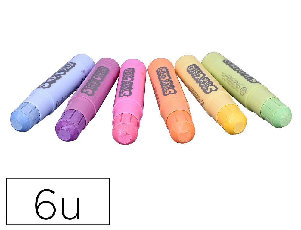 BATON GOUACHE STICK'COLOR SOLIDE TOUS SUPPORTS COLORIS  PASTEL ASSORTIS BOITE 6       UNITES