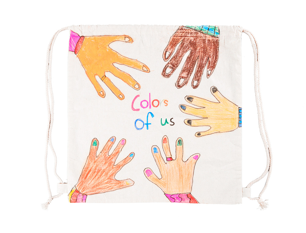 SAC A DOS O'COLOR COTON A DECORER CORDONS 38X38CM       COLORIS BLANC LOT 10 UNITES