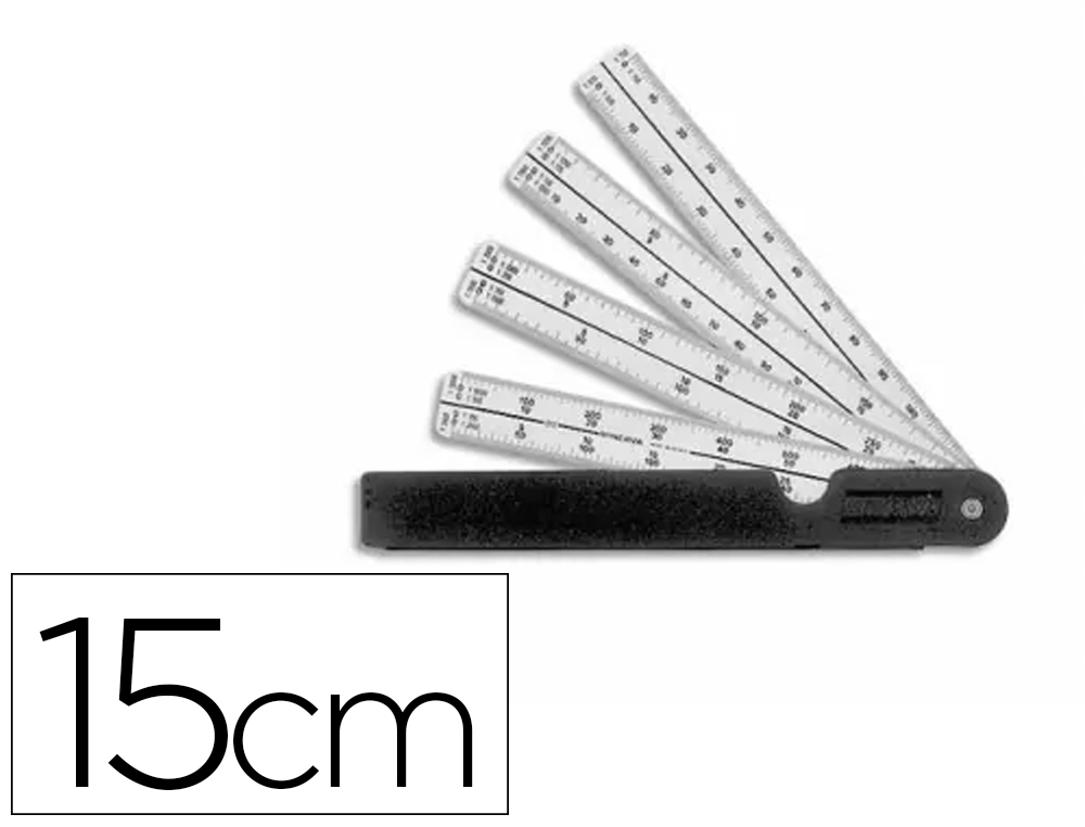 REGLE MINERVA ETUI EVENTAIL ECHELLES DE 1:100 A 1:5000    LONGUEUR 15CM COLORIS BLANC