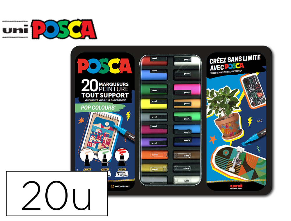 MALLETTE POSCA MARQUEUR LES ESSENTIELS 20 UNITES COLORIS  ASSORTIS