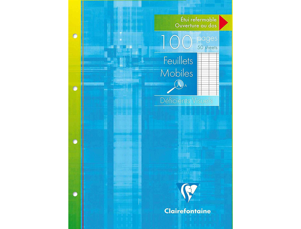 FEUILLET MOBILE CLAIREFONTAINE DEFICIENT      VISUEL 21X29,7CM SEYES NOIR   2,5MM AGRANDIS 10X10 ETUI 100