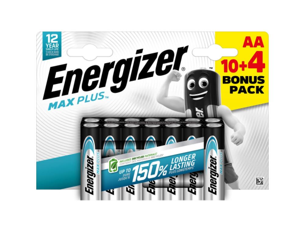 PILE ENERGIZER MAX PLUS LR06/AA 1,5V BLISTER 10 + 4   GRATUITES
