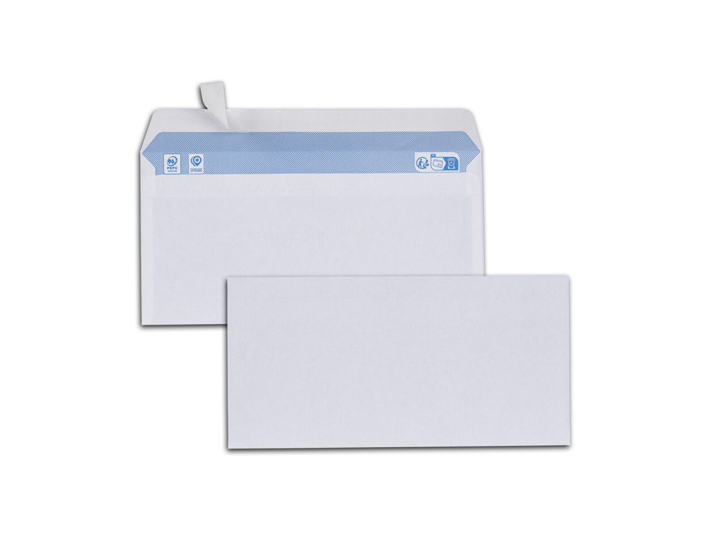 ENVELOPPES BLANCHES DL 80G ADHESIVES PEFC ECO 110X220MM  BOITE DE 500 UNITES