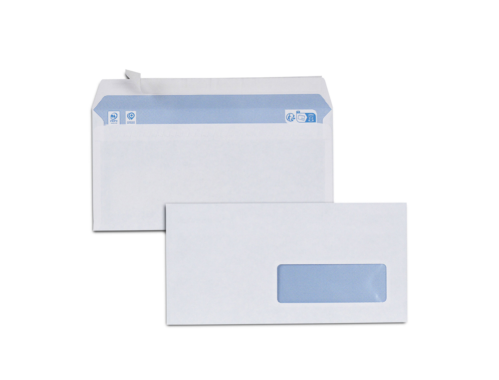 ENVELOPPES BLANCHES DL 80G F35ADHESIVES PEFC ECO 110X220MM  BOITE DE 500 UNITES
