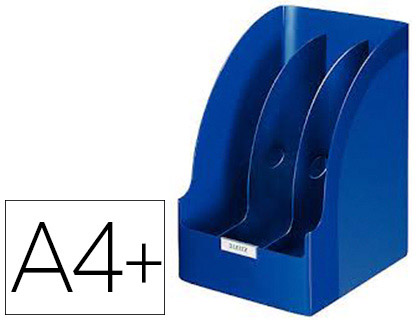 PORTE-REVUES LEITZ JUMBO MAXI POLYSTYRNE FORMAT 240X320MM 3 COMPARTIMENTS AMOVIBLES 65MM DOS 210MM 320X250X210MM BLEU