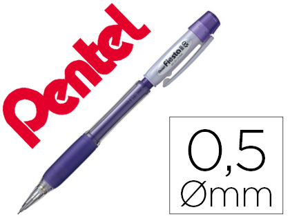 PORTE-MINE PENTEL FIESTA GRIP CAOUTCHOUC CONFORT AGRAFE ET GOMME RECHARGEABLE MINE 0,5MM CORPS COLORIS VIOLET