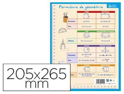 FICHE MMO BOUCHUT CARTON SOUPLE PELLICUL 25G UNITS DE MESURE ET FORMULAIRE DE GOMTRIE RECTO/VERSO 20,5X26,5CM